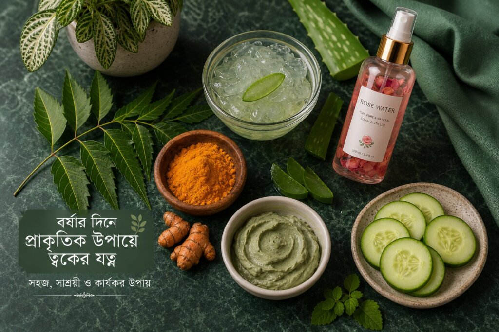 বর্ষাকালে ত্বকের যত্ন: ৭টি প্রাকৃতিক উপায়ে ত্বক সুরক্ষিত রাখুন বর্ষাকালে ত্বকের যত্ন: প্রাকৃতিক উপাদানে ত্বক সুরক্ষিত রাখার ৭টি কার্যকরী টিপস