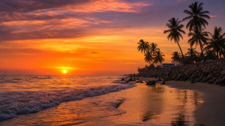 দীঘা সমুদ্র সৈকতে সূর্যাস্তের দৃশ্য Digha Beach Sunset View