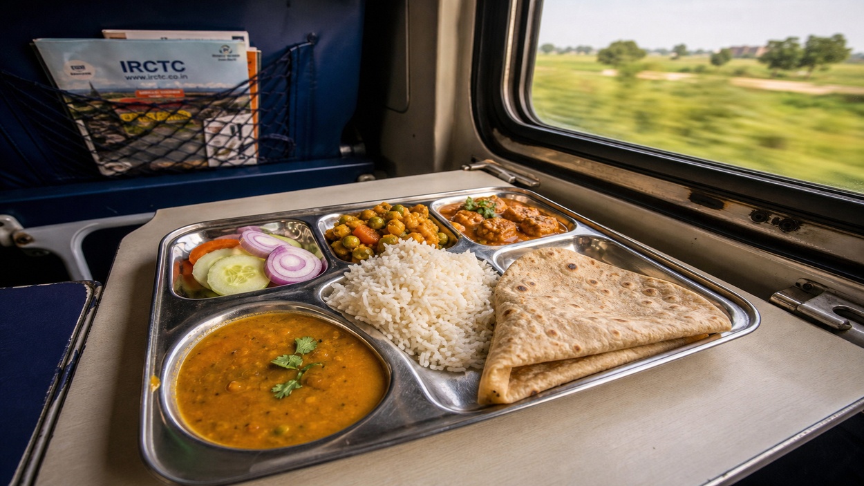 IRCTC ই-ক্যাটারিং: ট্রেনে খাবার অর্ডার করার নিয়ম ও দাম ২০২৬ 1 ট্রেনে IRCTC ইক্যাটারিং খাবার প্লেটিং