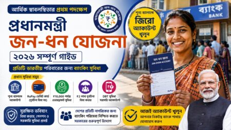 প্রধানমন্ত্রী জন ধন যোজনা ২০২৬: বিনামূল্যে ব্যাঙ্ক অ্যাকাউন্ট, ওভারড্রাফ্ট ও বীমা সুবিধা জন ধন যোজনা ২০২৬ - প্রধানমন্ত্রীর ব্যাঙ্ক অ্যাকাউন্ট ও বীমা প্রকল্প