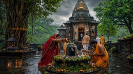 শ্রাবণ মাস ২০২৬: গুরুত্ব, ব্রত ও রাশিচক্রের প্রভাব শ্রাবণ মাস ২০২৬ - বর্ষায় শিব মন্দিরে ভক্তদের ভিড় ও শিবলিঙ্গে জল অর্পণ