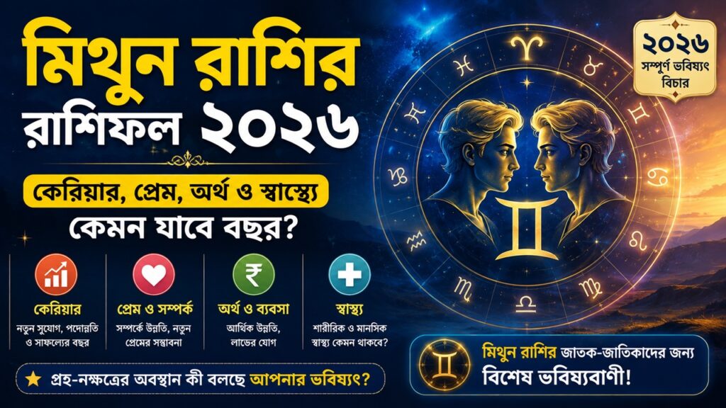 মিথুন রাশির রাশিফল ২০২৬: কেরিয়ার, প্রেম, অর্থ ও স্বাস্থ্যে কেমন যাবে বছর? মিথুন রাশির রাশিফল ২০২৬, জেমিনি নক্ষত্রমণ্ডলীর তারা চিত্র