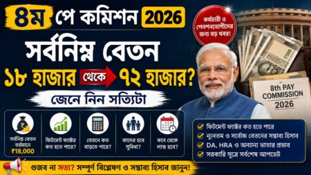 ৮ম পে কমিশন ২০২৬: সর্বনিম্ন বেতন ৭২ হাজার টাকার দাবি ও ফিটমেন্ট ফ্যাক্টরের হিসেব