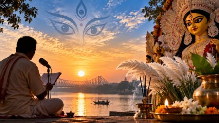 মহালয়া ২০২৬-এর তর্পণ, ঘাটে পিতৃপুরুষকে জলদানের দৃশ্য