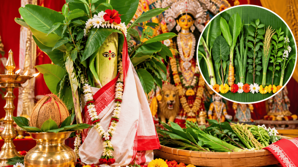 দুর্গাপুজোর সপ্তমীর সকালে কলকাতার জলাশয়ে নবপত্রিকা কলাবউ স্নান