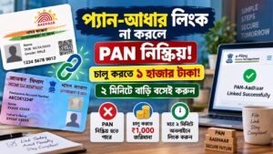 প্যান-আধার লিংক না করলে PAN নিষ্ক্রিয়, চালু করতে ১ হাজার টাকা! ২ মিনিটে বাড়ি বসেই করুন প্যান-আধার লিংকের নিয়ম