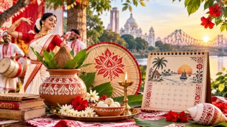 পয়লা বৈশাখ ২০২৭ উদযাপনের রঙিন মঙ্গলশোভাযাত্রার ছবি