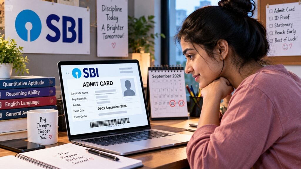 SBI ক্লার্ক অ্যাডমিট কার্ড ২০২৬ প্রকাশ, পরীক্ষা ২৬-২৭ সেপ্টেম্বর SBI ক্লার্ক অ্যাডমিট কার্ড ২০২৬, প্রিলিমস পরীক্ষার প্রস্তুতির দৃশ্য