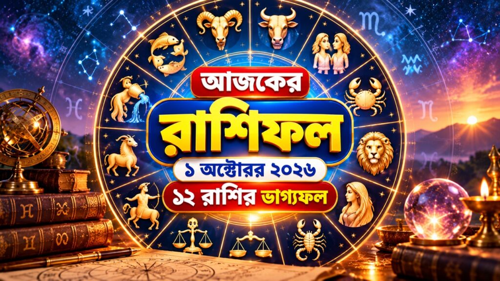 আজকের রাশিফল ১ অক্টোবর ২০২৬: ১২ রাশির ভাগ্যফল আজকের রাশিফল ১ অক্টোবর ২০২৬, জ্যোতিষশাস্ত্রের রাশিচক্র