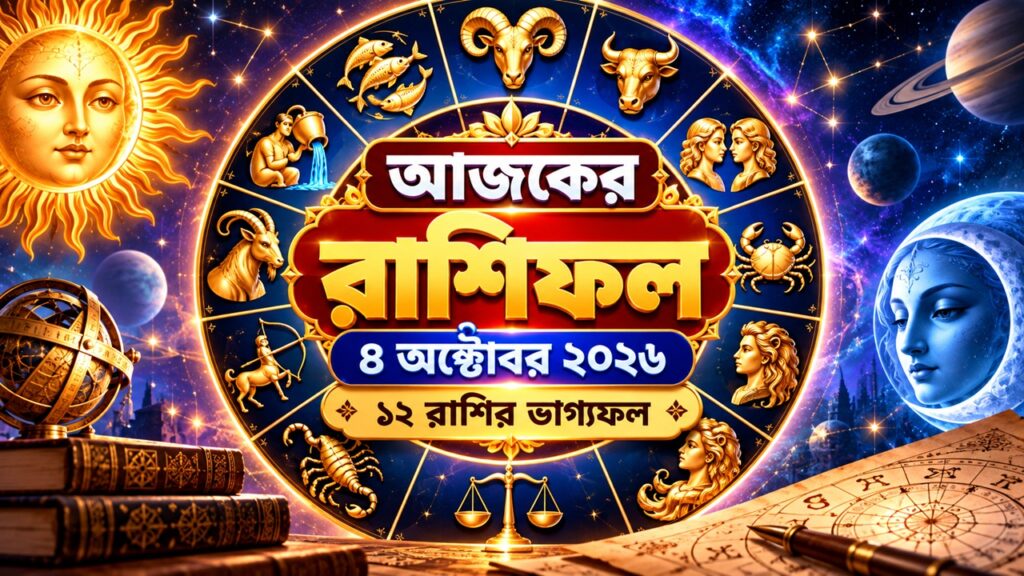 আজকের রাশিফল ৪ অক্টোবর ২০২৬: রাশিচক্রের চাকার ছবি, জ্যোতিষ ভবিষ্যদ্বাণীর প্রতীক